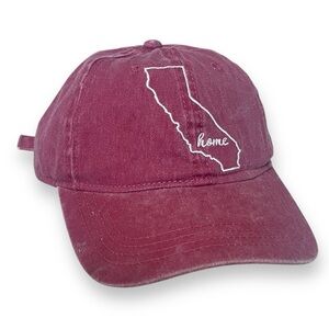 Home Free California Hat | Vintage Maroon Distressed Baseball Cap Adjustable